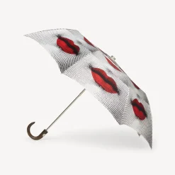 Fornasetti Gli Ombrelli^Ombrello Pieghevole Bocche Bianco/Nero/Rosso