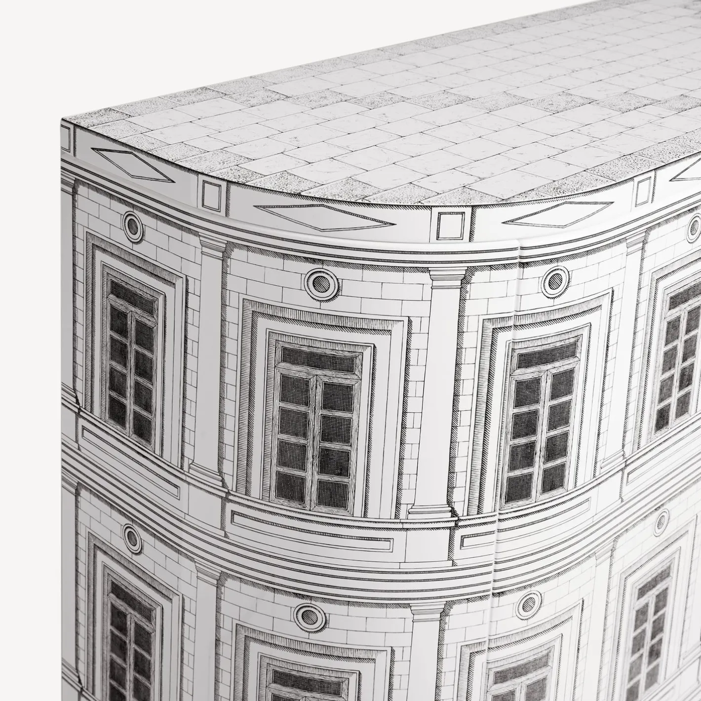 Fornasetti Armadi Curvi^Palazzo Curvo Bianco Nero