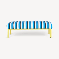 Fornasetti Salotti^Panchina Da Esterno Rigato Turchese/Bianco/Giallo