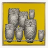 Fornasetti Pannelli Decorativi^Pannello Riunione Di Civette Giallo/Nero