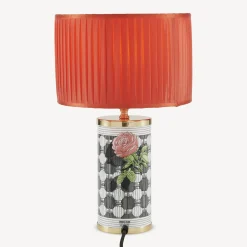 Fornasetti Lampade E Paralumi^Paralume Cilindrico In Tessuto Plissettato Rosso