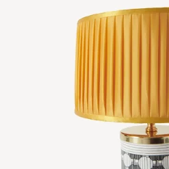 Fornasetti Lampade E Paralumi^Paralume Cilindrico In Tessuto Plissettato Giallo