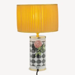 Fornasetti Lampade E Paralumi^Paralume Cilindrico In Tessuto Plissettato Giallo