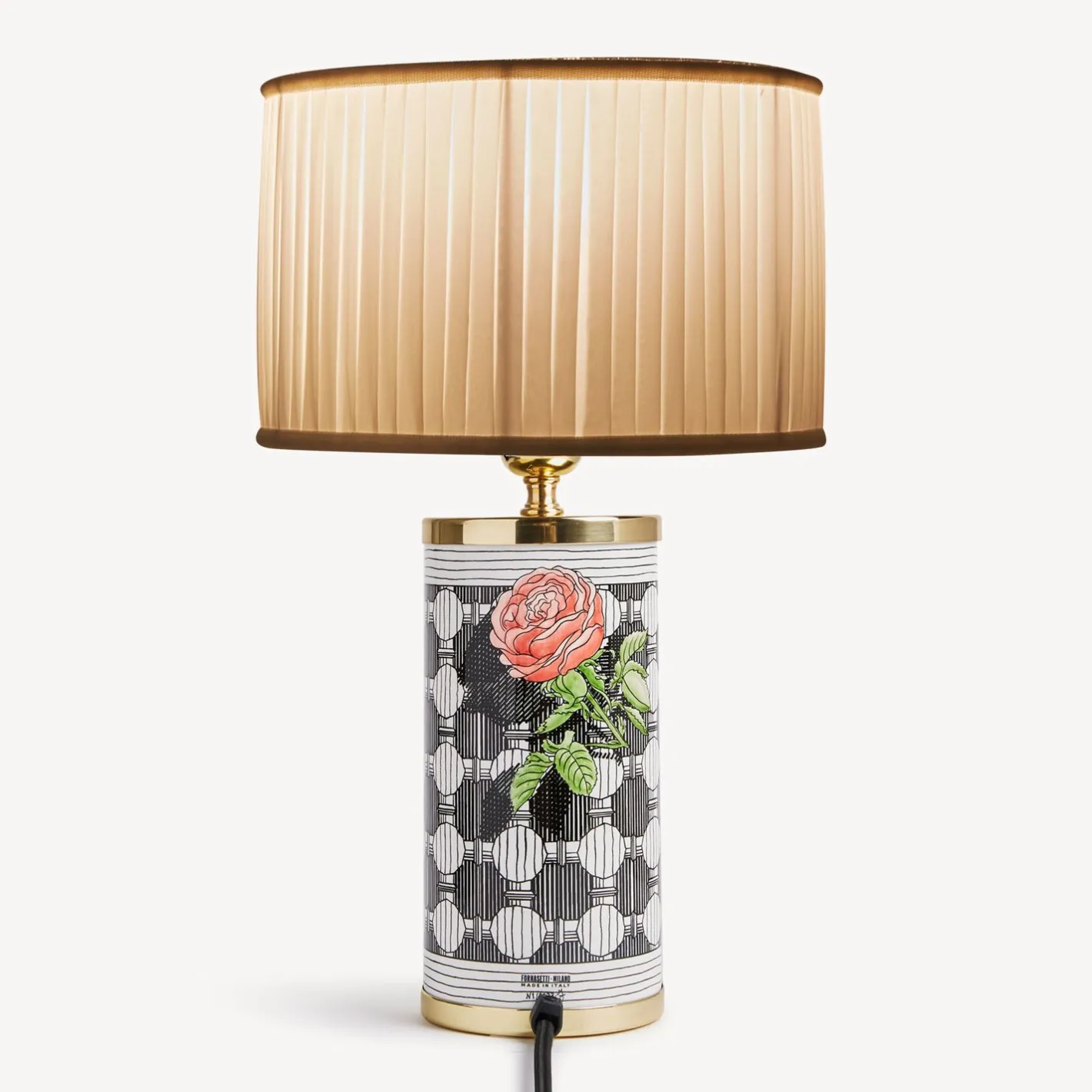 Fornasetti Lampade E Paralumi^Paralume Cilindrico In Tessuto Plissettato Bianco