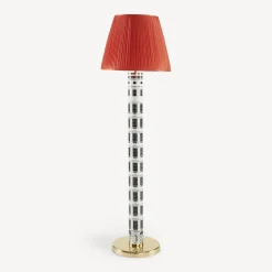 Fornasetti Lampade E Paralumi^Paralume Conico In Tessuto Plissettato Rosso