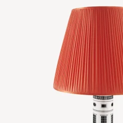 Fornasetti Lampade E Paralumi^Paralume Conico In Tessuto Plissettato Rosso