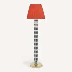 Fornasetti Lampade E Paralumi^Paralume Conico In Tessuto Plissettato Rosso