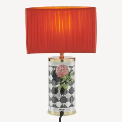 Fornasetti Lampade E Paralumi^Paralume Semicilindrico In Tessuto Plissettato Rosso