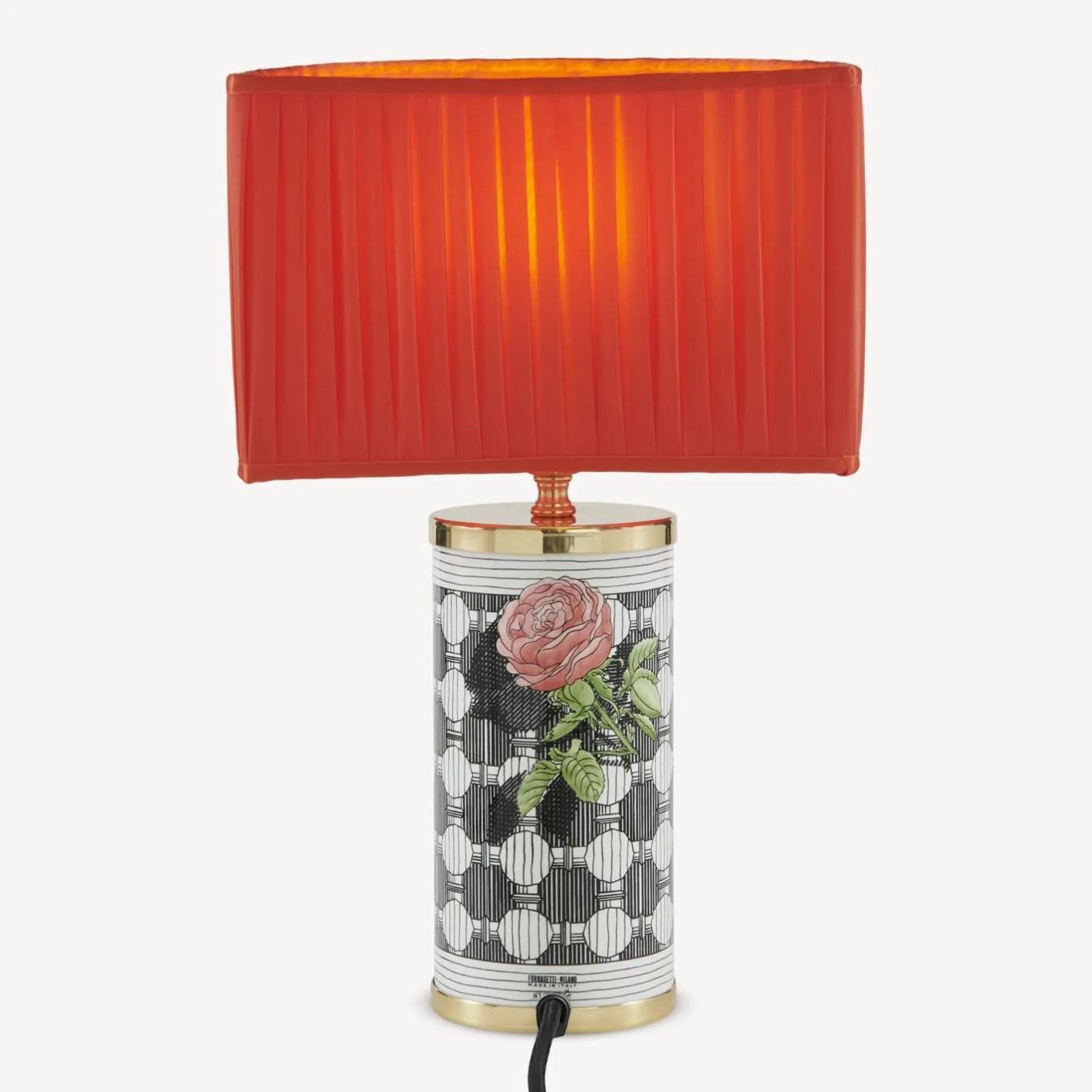 Fornasetti Lampade E Paralumi^Paralume Semicilindrico In Tessuto Plissettato Rosso