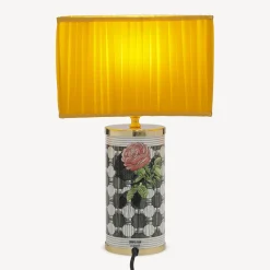 Fornasetti Lampade E Paralumi^Paralume Semicilindrico In Tessuto Plissettato Giallo