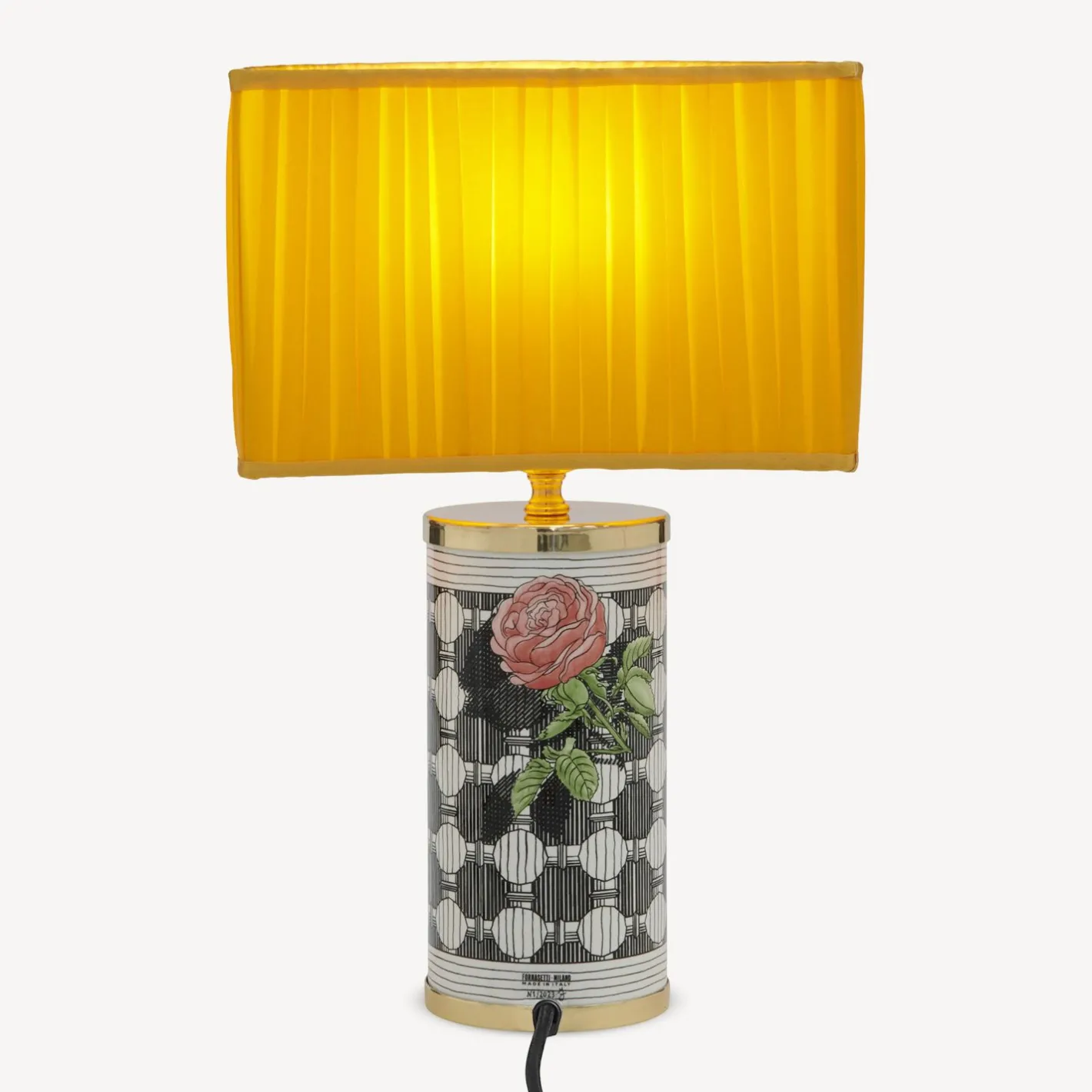 Fornasetti Lampade E Paralumi^Paralume Semicilindrico In Tessuto Plissettato Giallo
