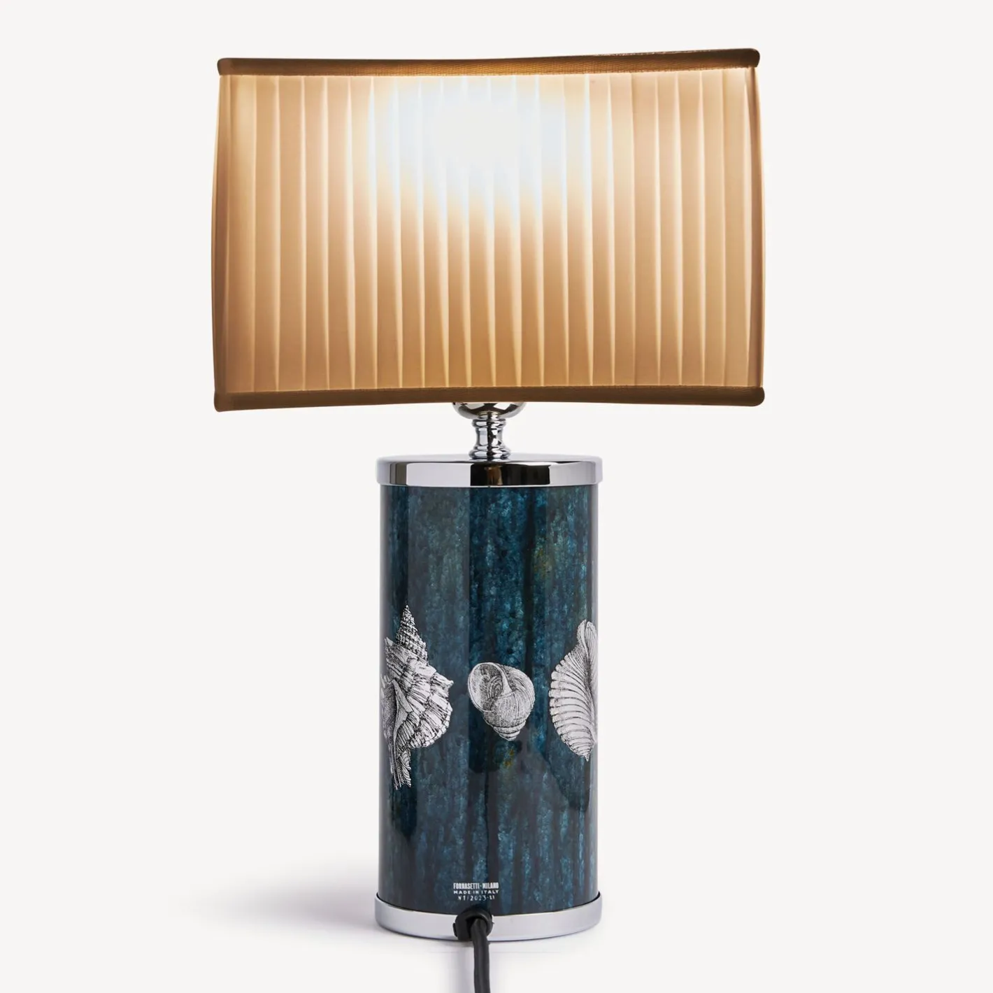 Fornasetti Lampade E Paralumi^Paralume Semicilindrico In Tessuto Plissettato Bianco