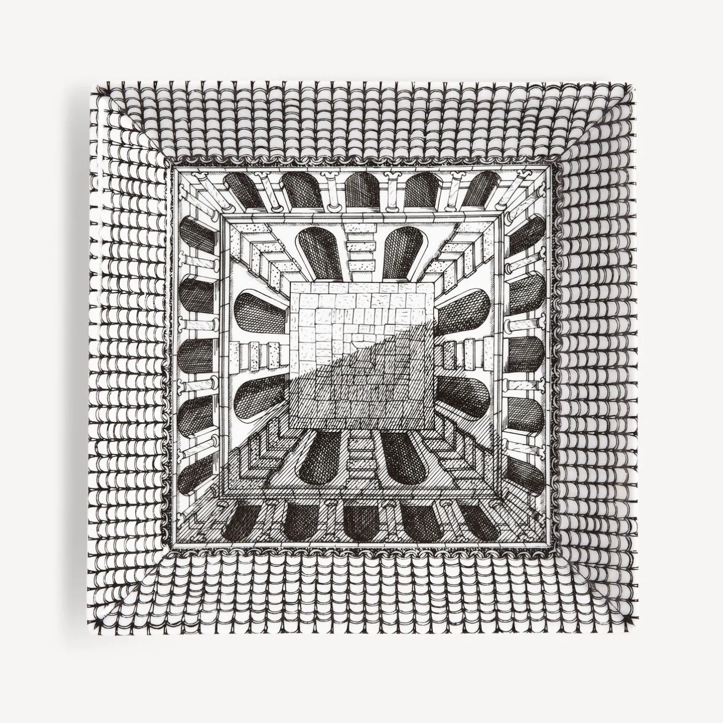 Fornasetti Piatti Decorativi^Piastra Architettura Bianco Nero