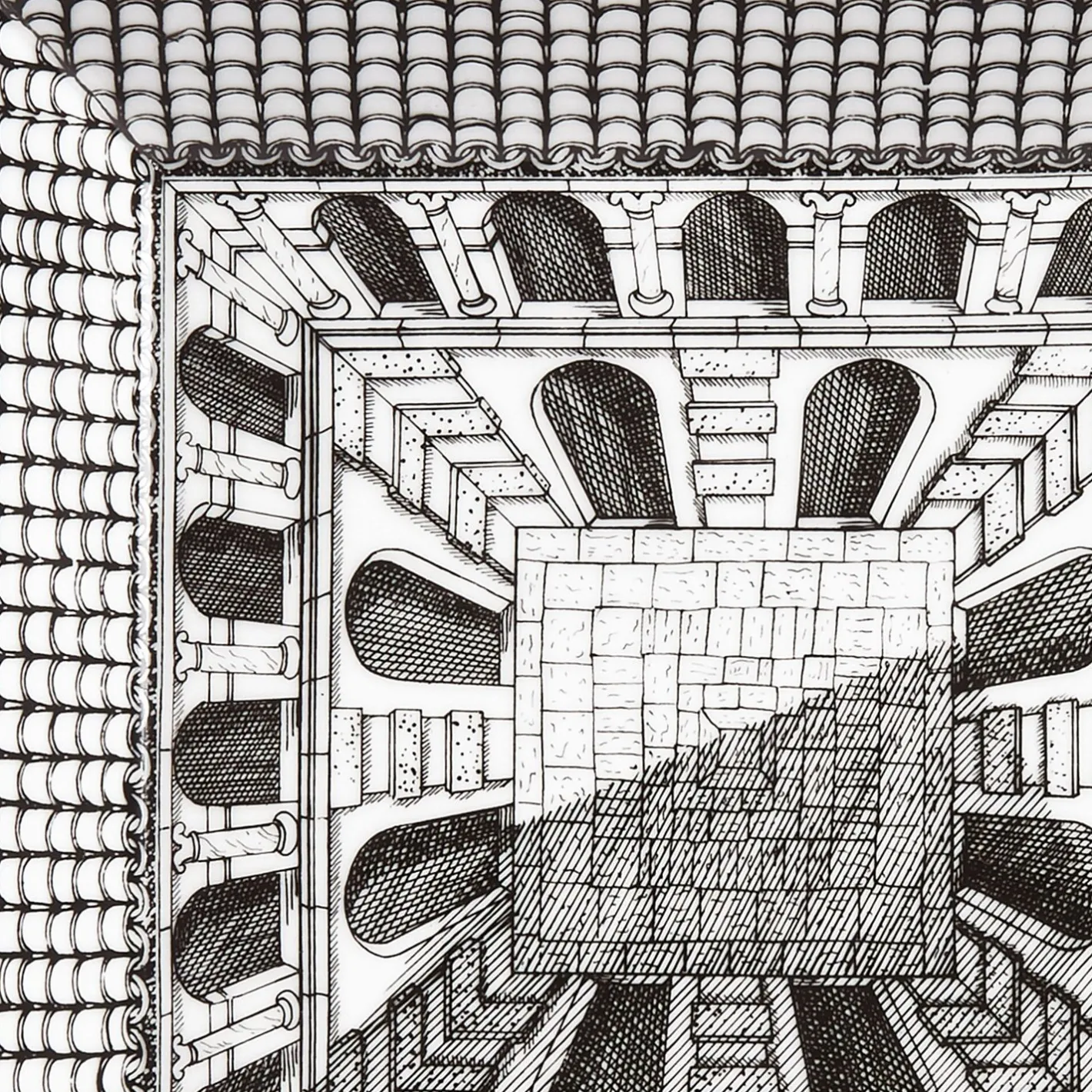 Fornasetti Piatti Decorativi^Piastra Architettura Bianco Nero