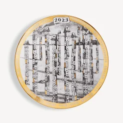 Fornasetti Piatti Decorativi^Piastra Del Calendario 2023 Bianco/Nero/Oro