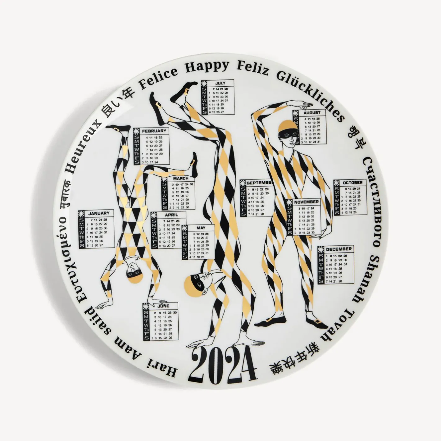 Fornasetti Piatti Decorativi^Piastra Del Calendario 2024 Bianco/Nero/Oro