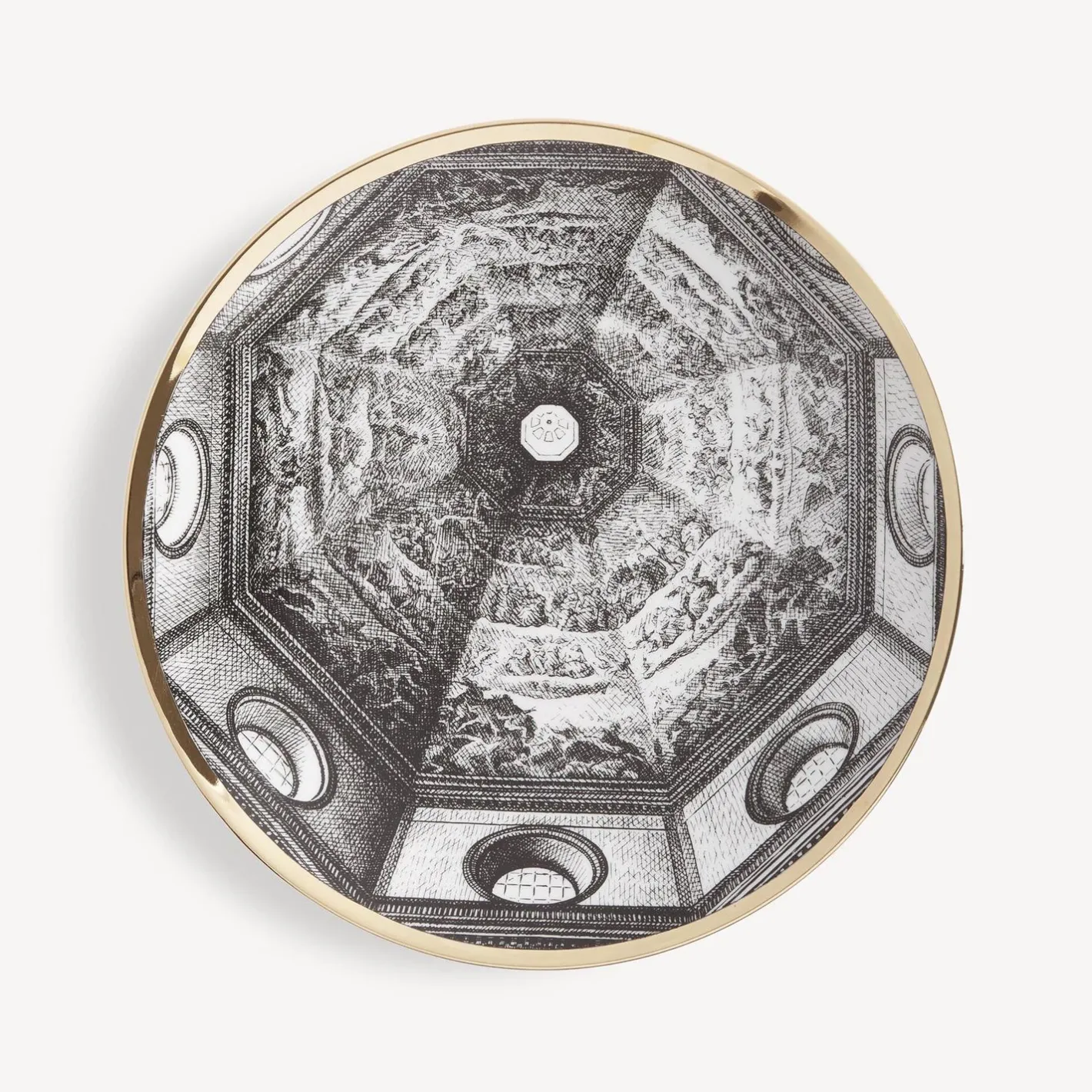 Fornasetti Piatti Decorativi^Piatto Cupola Santa Maria Del Fiore (Firenze) Bianco/Nero/Oro