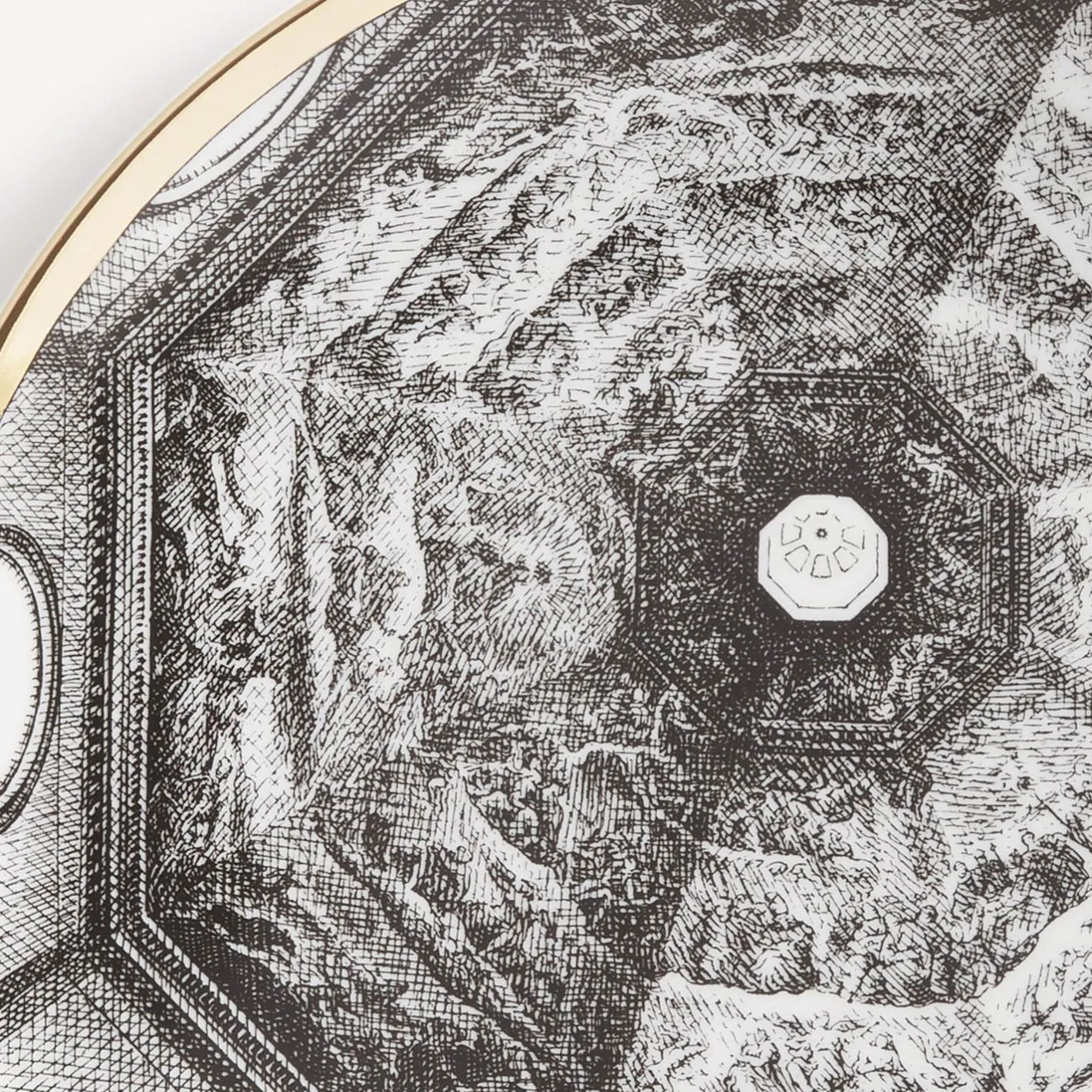 Fornasetti Piatti Decorativi^Piatto Cupola Santa Maria Del Fiore (Firenze) Bianco/Nero/Oro