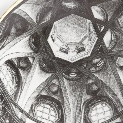 Fornasetti Piatti Decorativi^Piatto Cupola S.Lorenzo (Torino) Bianco/Nero/Oro