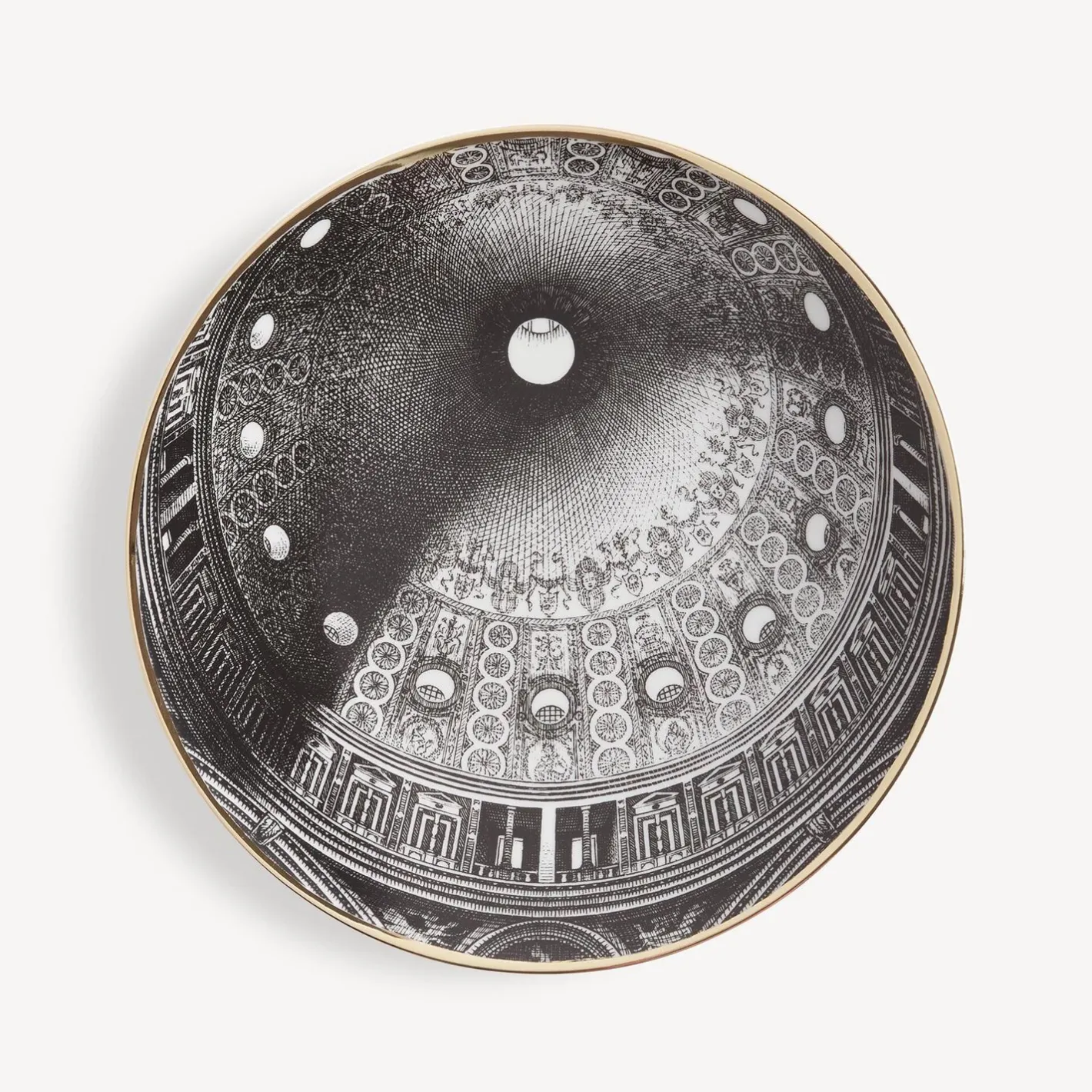 Fornasetti Piatti Decorativi^Piatto Cupola Tiburio Di S. Maria Delle Grazie (Milano) Bianco/Nero/Oro