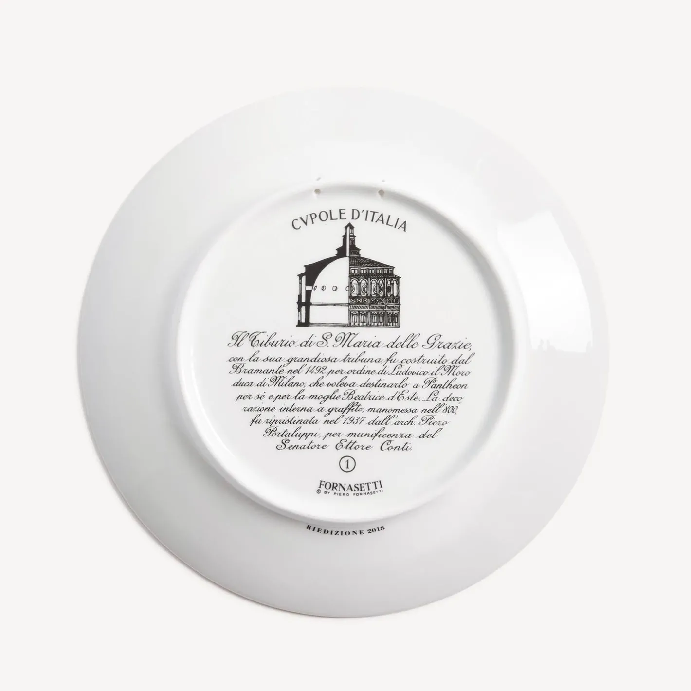 Fornasetti Piatti Decorativi^Piatto Cupola Tiburio Di S. Maria Delle Grazie (Milano) Bianco/Nero/Oro