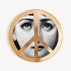 Fornasetti Uniti Per La Pace^Piatto Da Muro Tema E Variazioni N.404 United For Peace Bianco/Nero/Oro