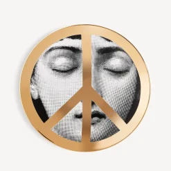 Fornasetti Uniti Per La Pace^Piatto Da Muro Tema E Variazioni N.403 United For Peace Bianco/Nero/Oro