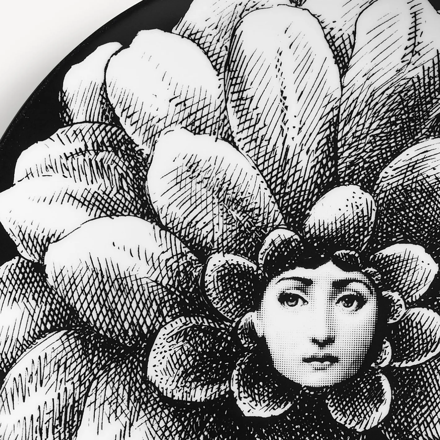 Fornasetti Fiori^Piatto Da Muro Tema E Variazioni N.124 Bianco Nero