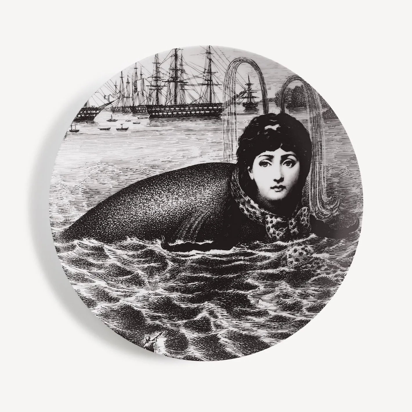 Fornasetti Animali^Piatto Da Muro Tema E Variazioni N.195 Bianco Nero