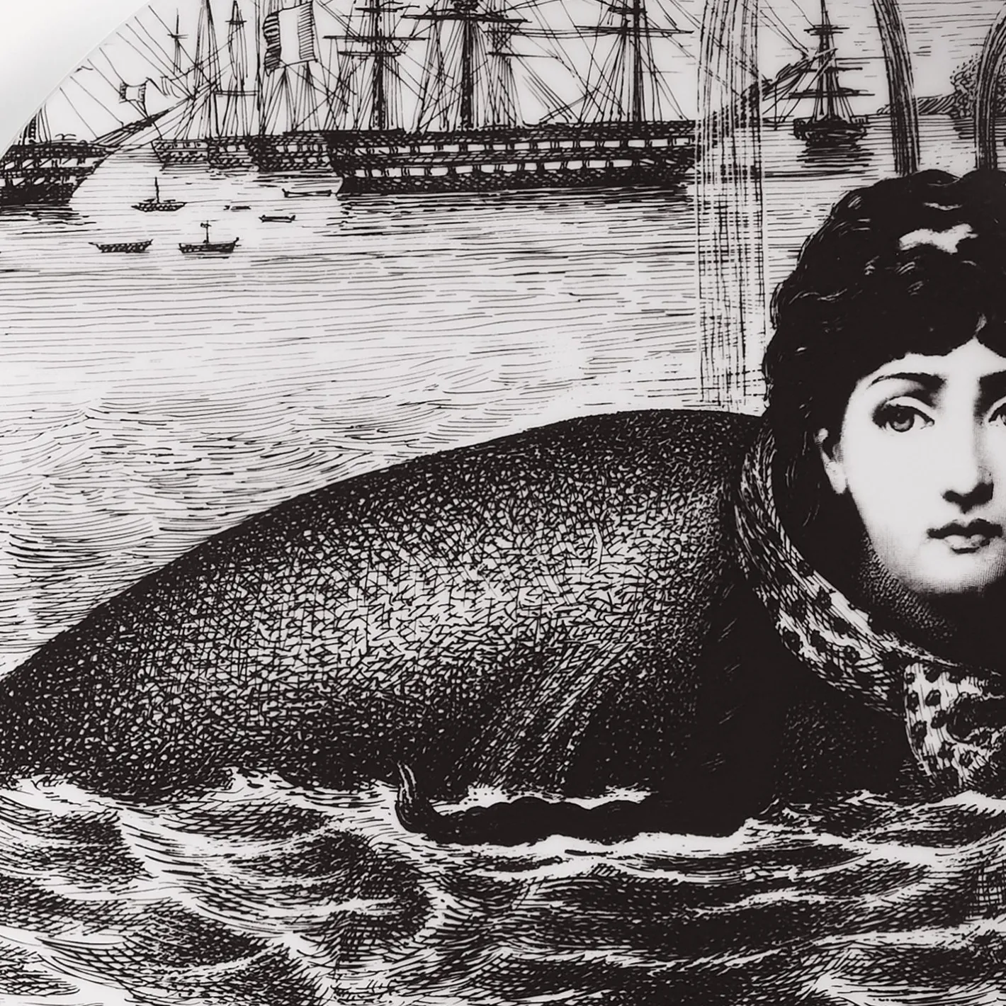 Fornasetti Animali^Piatto Da Muro Tema E Variazioni N.195 Bianco Nero