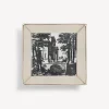 Fornasetti Piatti Decorativi^Piatto Quadrato Giardino Settecentesco Bianco/Nero/Platino