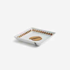 Fornasetti Piatti Decorativi^Piatto Quadrato Giro Di Conchiglie Bianco/Nero/Oro
