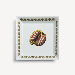 Fornasetti Piatti Decorativi^Piatto Quadrato Giro Di Conchiglie Multicolore