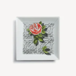 Fornasetti Piatti Decorativi^Piatto Quadrato Musciarabia Con Rose Multicolore