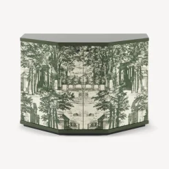 Fornasetti Armadietti^Piccolo Mobiletto Poliedrico Giardino Settecentesco Verde/Avorio