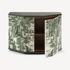 Fornasetti Armadietti^Piccolo Mobiletto Poliedrico Giardino Settecentesco Verde/Avorio