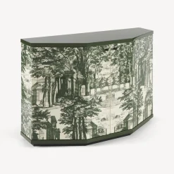 Fornasetti Armadietti^Piccolo Mobiletto Poliedrico Giardino Settecentesco Verde/Avorio