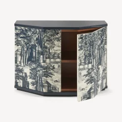 Fornasetti Armadietti^Piccolo Mobiletto Poliedrico Giardino Settecentesco Blu/Avorio
