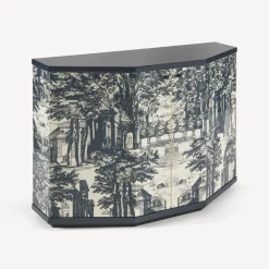Fornasetti Armadietti^Piccolo Mobiletto Poliedrico Giardino Settecentesco Blu/Avorio