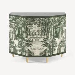 Fornasetti Armadietti^Piccolo Mobiletto Poliedrico Giardino Settecentesco Verde/Avorio