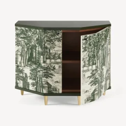 Fornasetti Armadietti^Piccolo Mobiletto Poliedrico Giardino Settecentesco Verde/Avorio