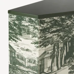 Fornasetti Armadietti^Piccolo Mobiletto Poliedrico Giardino Settecentesco Verde/Avorio