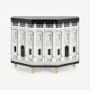 Fornasetti Armadietti^Piccolo Mobiletto Poliedrico Casa Con Colonne Bianco Nero