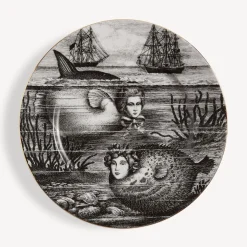 Fornasetti Piatti Decorativi^Placca Bordo Sirena N.5 Bianco/Nero/Oro