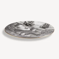 Fornasetti Piatti Decorativi^Placca Bordo Sirena N.5 Bianco/Nero/Oro