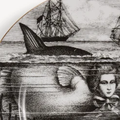 Fornasetti Piatti Decorativi^Placca Bordo Sirena N.5 Bianco/Nero/Oro