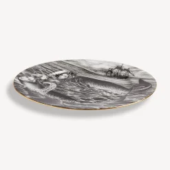 Fornasetti Piatti Decorativi^Placca Bordo Sirena N.6 Bianco/Nero/Oro