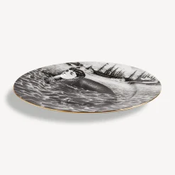 Fornasetti Piatti Decorativi^Placca Cerchio Sirene N.2 Bianco/Nero/Oro