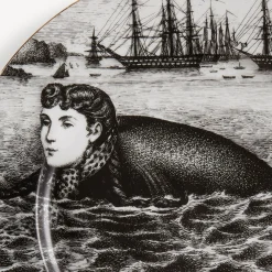 Fornasetti Piatti Decorativi^Placca Cerchio Sirene N.2 Bianco/Nero/Oro