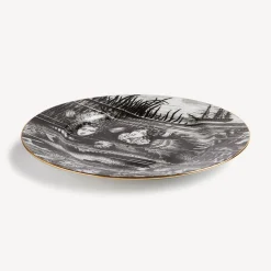 Fornasetti Piatti Decorativi^Placca Cerchio Sirene N.1 Bianco/Nero/Oro
